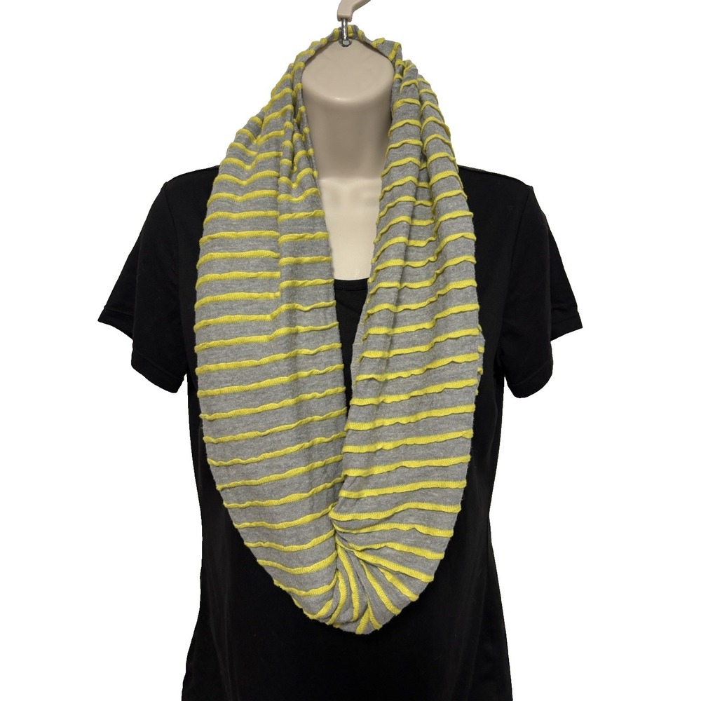 Eddie Bauer Infinity Scarf‎ Wrap Yellow Gray Stripe Athleisure Active Outdoors